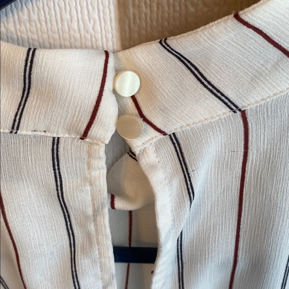 Ann Taylor White Blouse with Red and Black Stripes - Picture 6 of 11